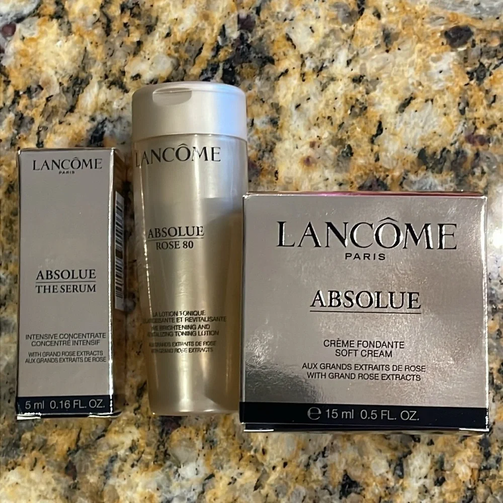 New Lancome Paris Absolue Sample Travel Trial Cream Toning Lotion and Serum